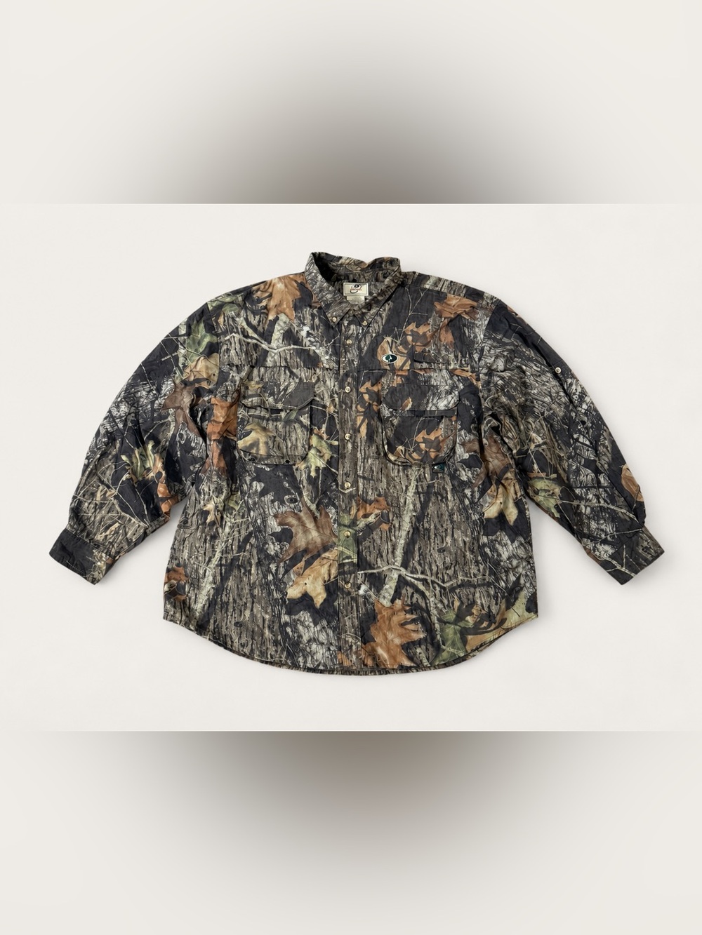 Mossy Oak Treklite Camo Hunting Shirt Men’s 2XL Button Front Nylon Long Sleeve